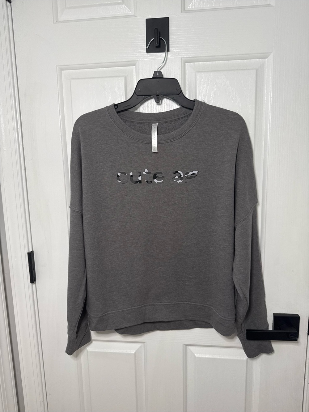 Fabletics Gray 'cute af' Crewneck Sweatshirt